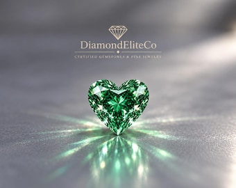 Certified Green Diamond 5x5mm Heart Cut Faceted Gemstone, 0.50 Carat VVS1 AAA Quality Loose Green Diamond for Jewelry