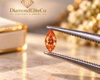 Certified Orange Diamond Marquise Cut 4x8mm | 0.50 Carat VVS1 | AAA Quality | Premium Loose Diamond for Fine Jewelry