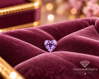 Romantic Heart Shape Purple Diamond, Certified 5x5mm Gemstone, 0.50 Carat Premium VVS1 Clarity AAA Faceted Loose Diamond for Fine Jewelry