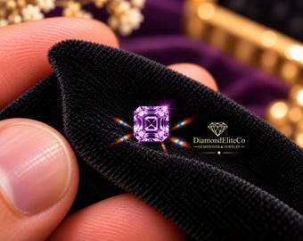 1+ Carat Certified Purple Diamond Gemstone VVS1 Clarity AAA Quality Asscher Cut 5x5mm Faceted Loose Diamond for Fine Jewelry