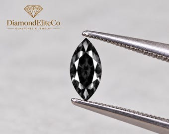 Certified Black Diamond 0.50 Carat Marquise Cut 4x8mm VVS1 AAA Quality Loose Diamond for Fine Jewelry