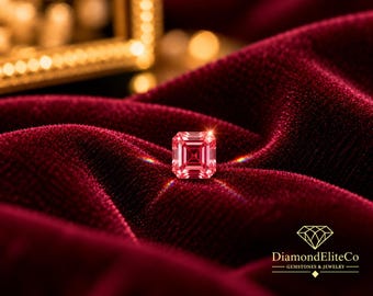 Diamant rose taille Asscher de 5 mm, gemme de plus de 1 carat certifiée VVS1, diamant carré à facettes de qualité AAA, serti sur bague.