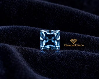 Diamant bleu royal certifié 0,75 carat | Taille carrée à facettes 5 x 5 mm | Pureté VVS1 AAA | Pierre idéale pour la haute joaillerie et les bagues de créateurs