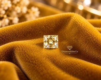Diamant jaune brillant 0,75 carat | Diamant certifié VVS1, taille carrée à facettes, qualité AAA | Pierre centrale de luxe 5 x 5 mm pour bijoux de créateurs