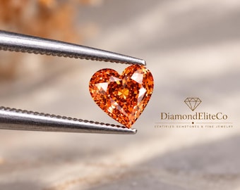 Certified Orange Diamond Heart Shape Cut 5x5mm 0.50 Carat VVS1 AAA Quality Loose Diamond Gemstone for Jewelry Making Ring Pendant