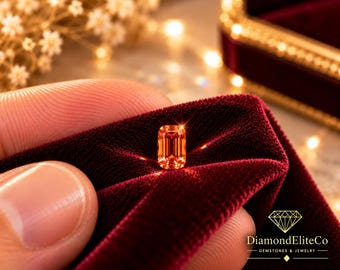 Diamant orange vif, pierre précieuse de 7 x 5 mm, 1 carat, pureté VVS1, taille coussin à facettes AAA, certifié pour la création de bagues sur mesure, cadeau pour elle