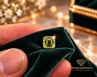 Diamant vert de plus de 1 carat, 5 x 5 mm, taille Asscher, pureté VVS1, pierre à facettes certifiée de qualité AAA pour la création de bijoux et de bagues élégants sur mesure.