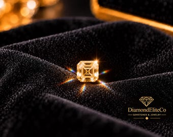 Diamant jaune doré certifié de plus de 1 carat, pierre précieuse carrée VVS1, taille Asscher, 5 mm, pierre certifiée pour la création de bagues sur mesure, cadeau pour elle
