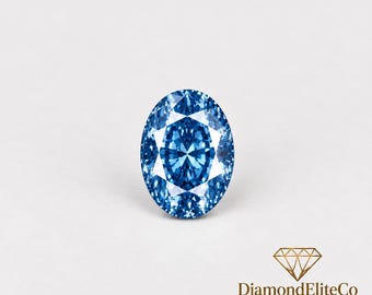 4x6mm Certified Blue Diamond Oval Cut Faceted Gemstone, 0.50 Carat Loose Blue Diamond, Oval Shape Certified Diamond for Jewelry
