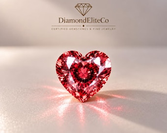 Certified Red Diamond 0.50 Carat Heart Cut 5x5mm VVS1 Clarity AAA Quality Faceted Loose Diamond Gemstone for Fine Jewelry Ring Pendant