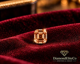 Diamant Champagne raffiné certifié, taille Asscher 5 x 5 mm, 1 ct+, pureté VVS1, pierre certifiée AAA à facettes, pierre centrale pour bijoux