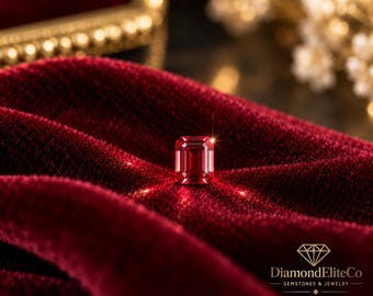 Magnifique diamant rouge certifié, pierre précieuse taillée en émeraude à facettes, pureté VVS1, qualité AAA, 0,50 carat, 4 x 6 mm