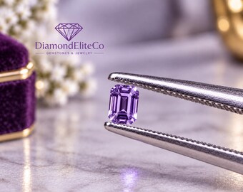Luxury Purple Diamond Gemstone, 0.50 Carat Certified Loose Diamond, 4x6mm Emerald Cut VVS1 Clarity AAA Faceted Stone