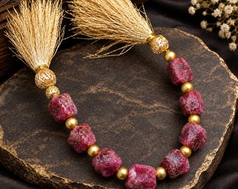 Natural Ruby Raw Strand 8 Inch, Uncut Rough Ruby Gemstone 5-15mm, Drilled Raw Ruby Stones, Natural Ruby Jewelry Supply