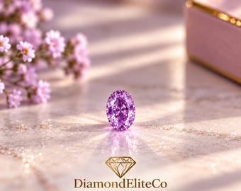 Certified Oval Cut Diamond Gemstone,VVS1 Clarity Purple Diamond,AAA Faceted 4x6mm 0.50 Carat Size Diamond For Making Jewellery, Gift For Her