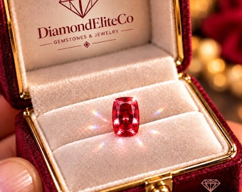 Diamant rouge certifié de luxe de 1 carat, pierre brute, taille coussin allongée 7 x 5 mm, pureté VVS1, certifié AAA, taillé à facettes pour la joaillerie
