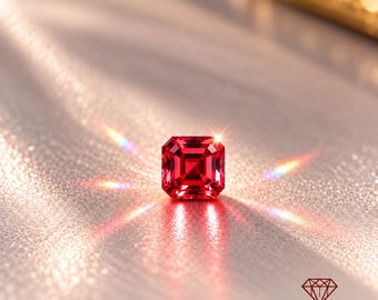Diamant rouge certifié foncé de plus de 1 carat, pierre précieuse carrée de 5 mm, facettage Asscher, qualité VVS1, pierre brute certifiée pour la création de bijoux, cadeau pour elle