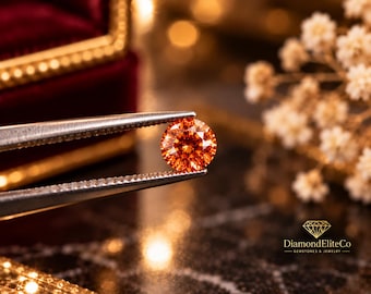 AAA Quality Certified Orange Diamond 5x5mm | 0.50 Carat VVS1 Round Cut Loose Diamond for Rings & Jewelry