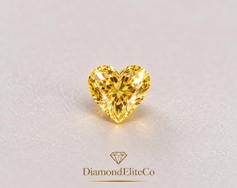 Certified Yellow Diamond Heart Cut 5x5mm 0.50 Carat VVS1 Clarity AAA Quality Faceted Loose Diamond Gemstone for Luxury Jewelry Ring Pendant