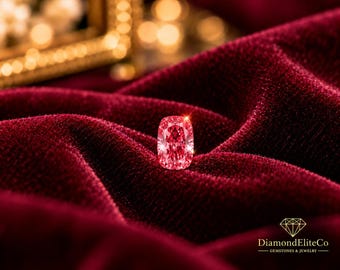 Diamant rose certifié de 1 carat, taille coussin allongée 7 x 5 mm, pureté VVS1, qualité AAA, taillé à facettes, pour la création de bijoux de luxe sur mesure.
