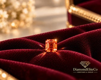 Diamant orange certifié taille Asscher 5 x 5 mm, pureté VVS1, plus d'un carat, qualité AAA, taillé en vrac pour la création de bijoux de haute joaillerie sur mesure.