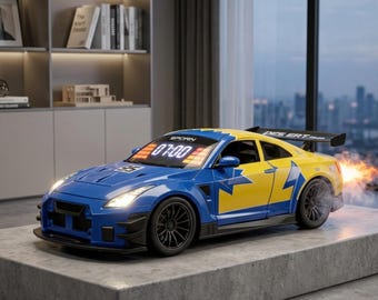 Hypercar Alarm Clock with Engine Sound, Exhaust Effect & LED Lights, Desk Gift for Car Lovers