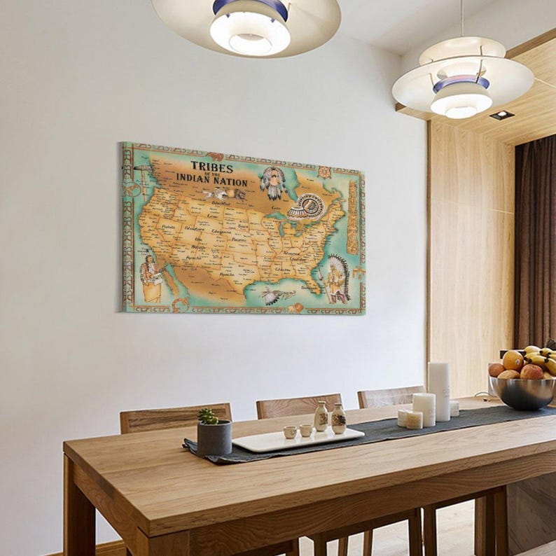The Map of American Native Tribes of the Indian Nation Wall Art ...