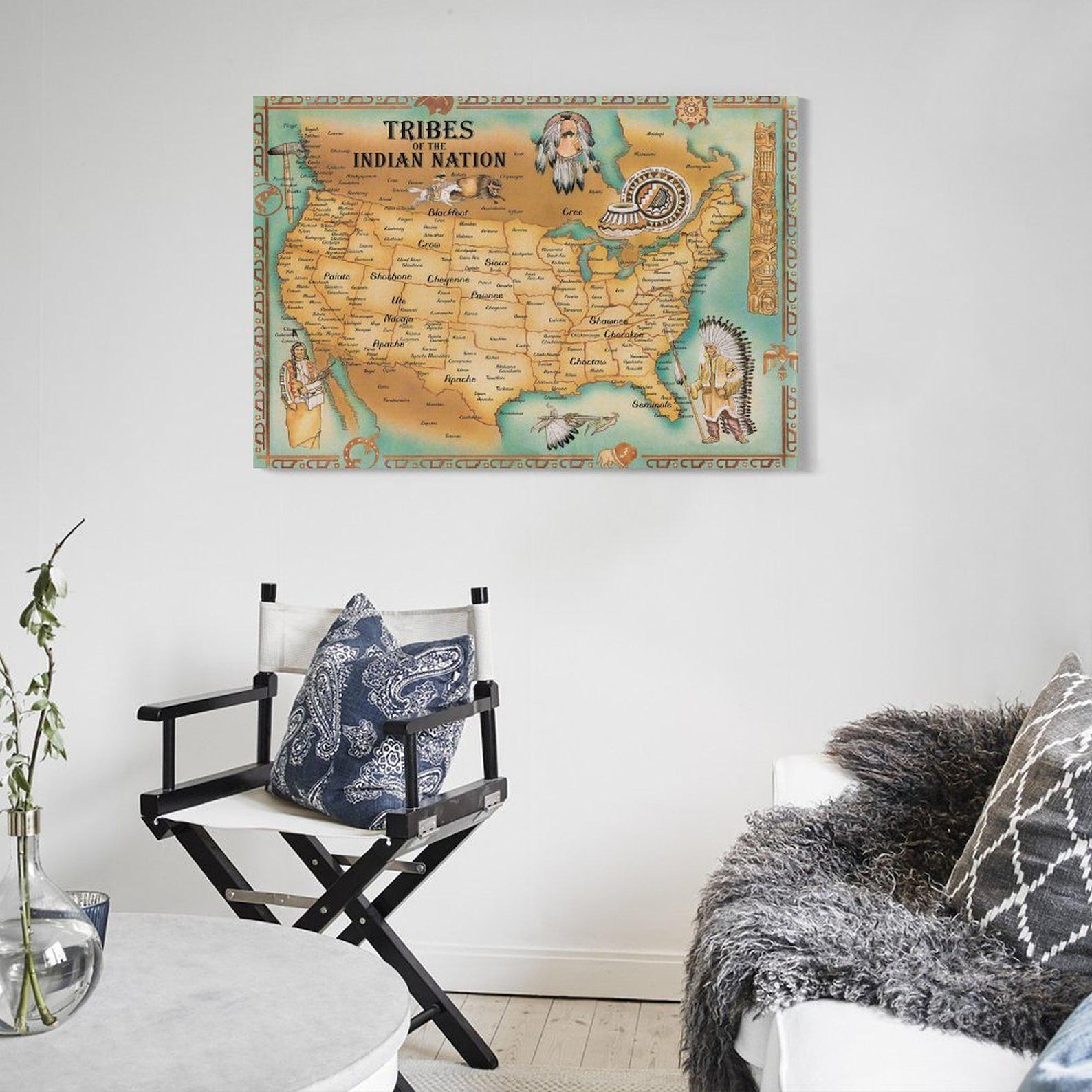The Map of American Native Tribes of the Indian Nation Wall Art ...