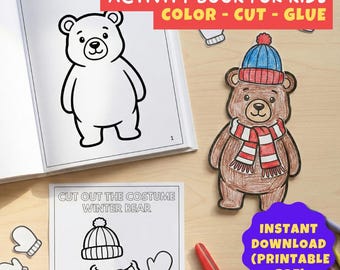 Vestire gli animali con le forbici: libro di attività taglia e incolla - Quaderno di lavoro facile per la scuola materna in formato PDF