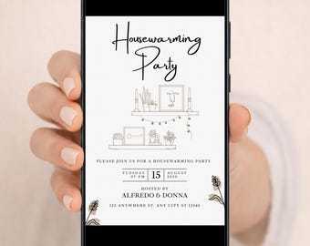 Housewarming Invitation Template, Modern Minimalist New Home Party Invite, Editable Invite