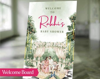 Elegant Baby Shower Invitation and Welcome Board (Goadh Bharai Set of 3 Designs)