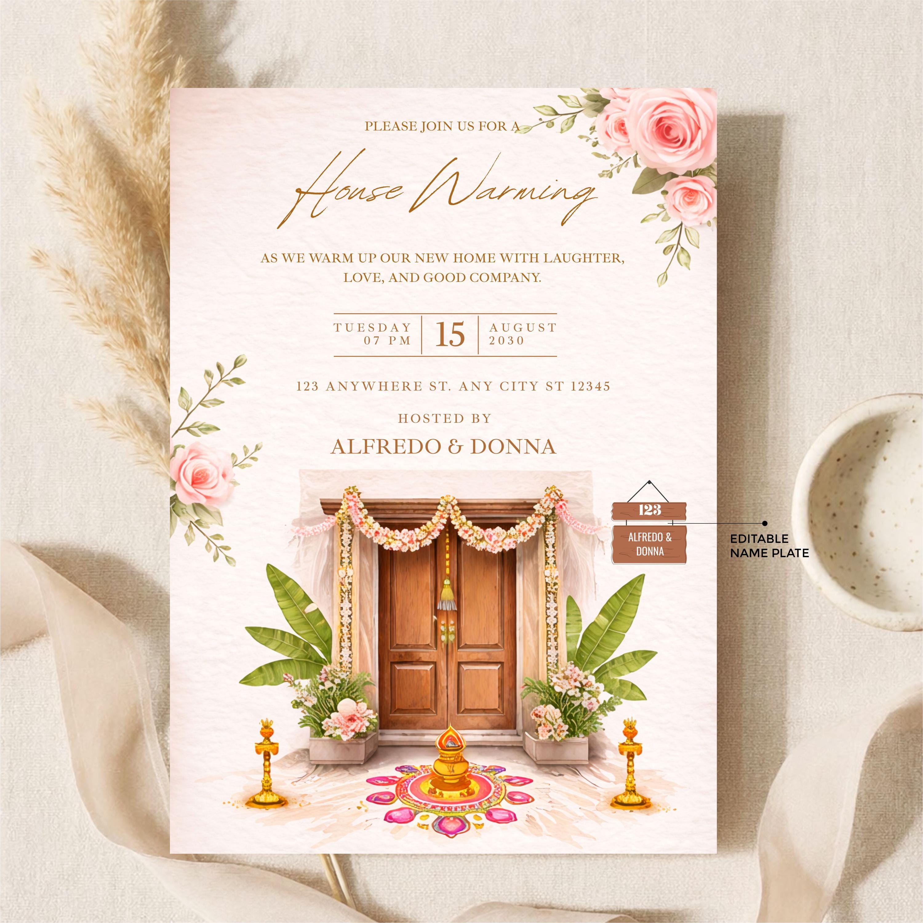 Traditional Indian Housewarming Party Invitation | Griha Pravesh ...