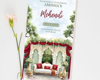 Elegant Mehendi Ceremony Invitation | Indian Wedding Digital Invite