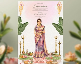 Traditional Seemantham Video Invitation | Indian Baby Shower Invitation | Editable Canva | Instant Digital Download