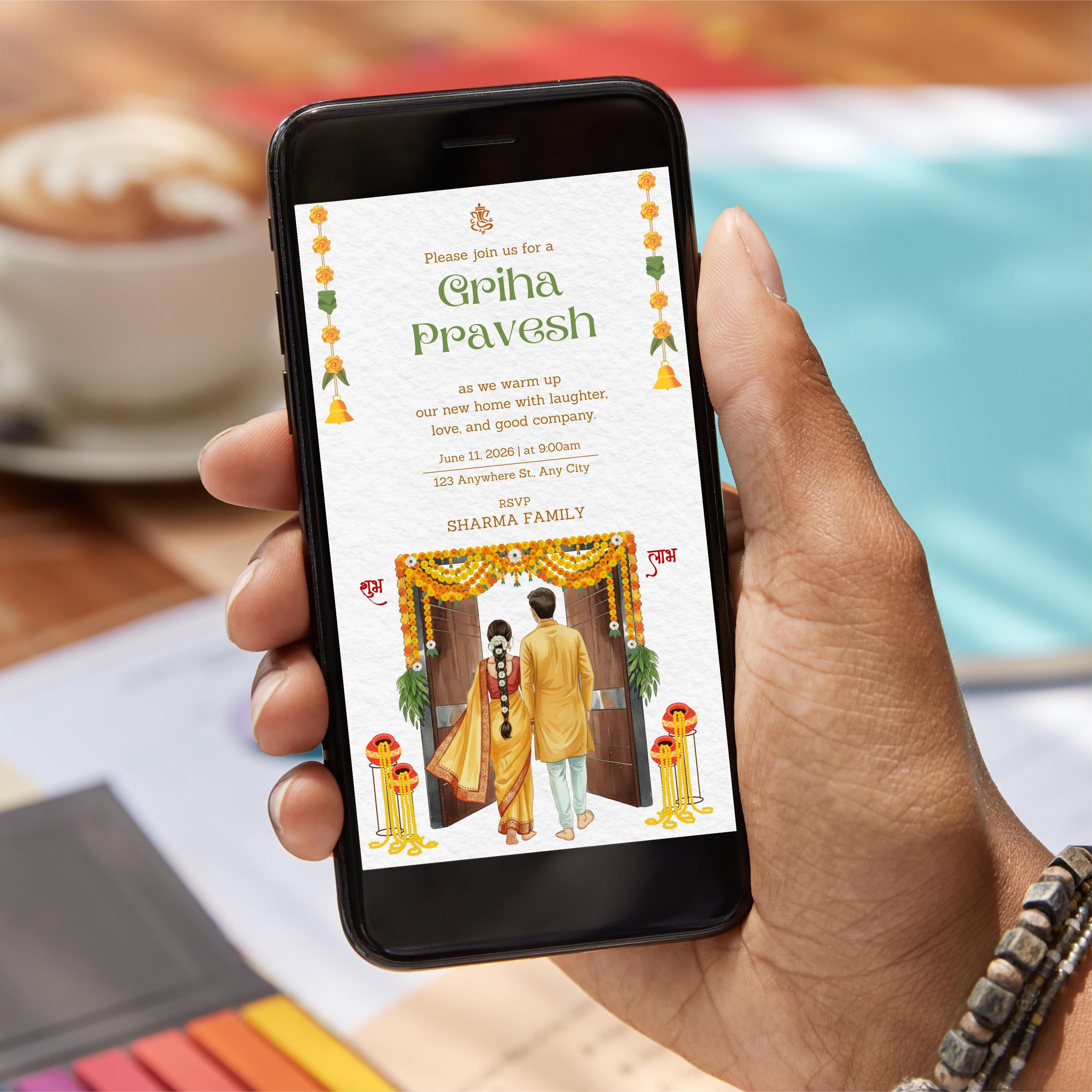 Griha Pravesh Invitation | Indian House Warming Traditional | Printable ...