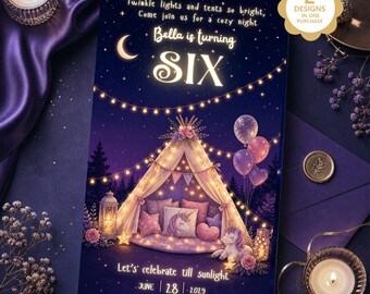Sleepover or Glamping | Kids Night Birthday Party Invitation- Bundle of 2 Designs (Digital Download)
