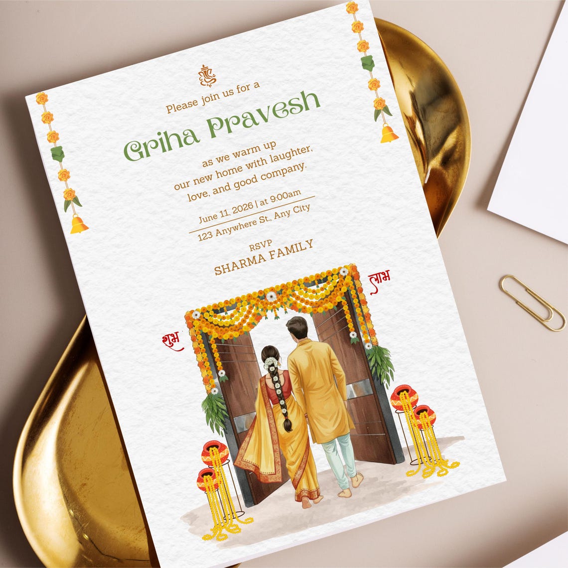 Griha Pravesh Invitation | Indian House Warming Traditional | Printable ...