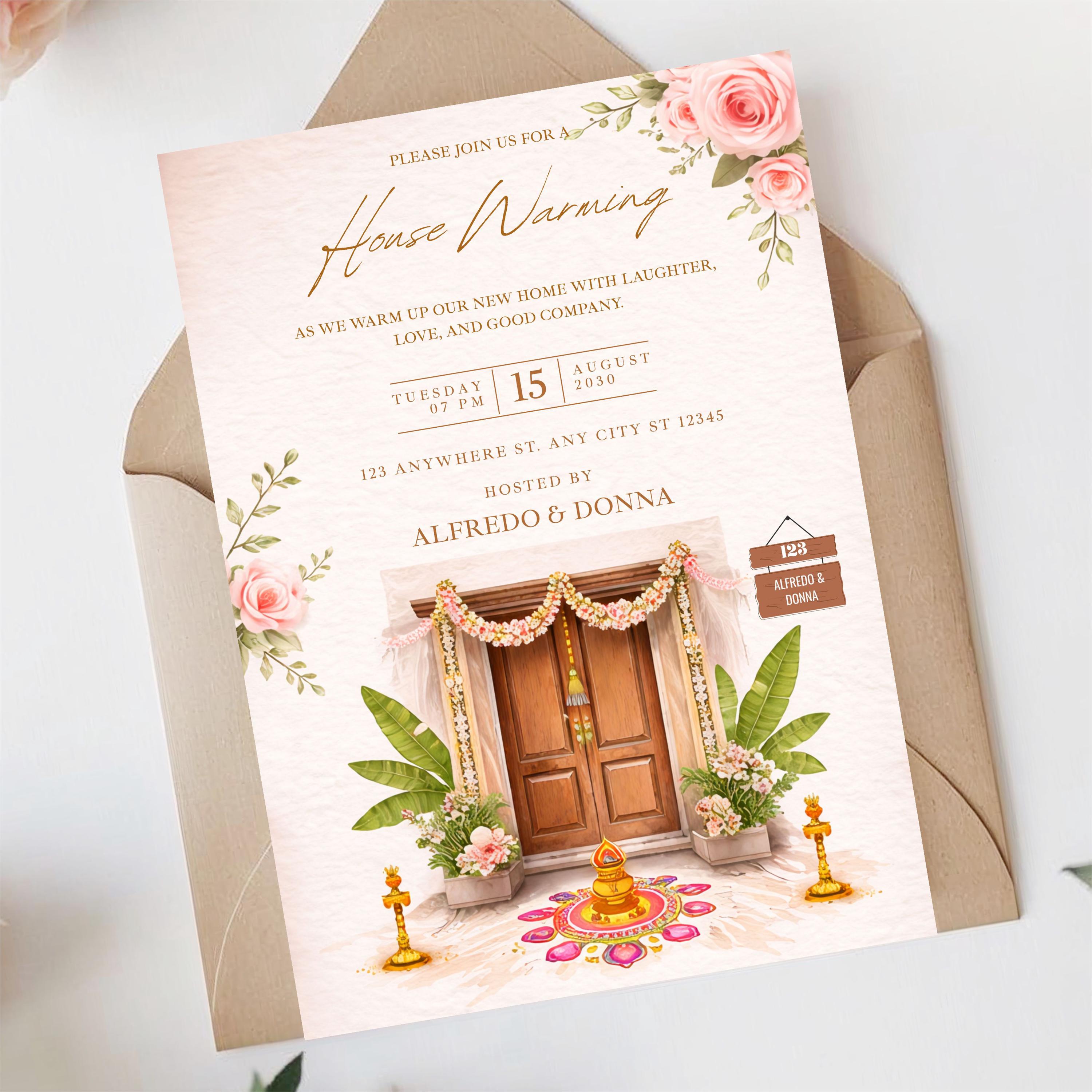 Traditional Indian Housewarming Party Invitation | Griha Pravesh ...