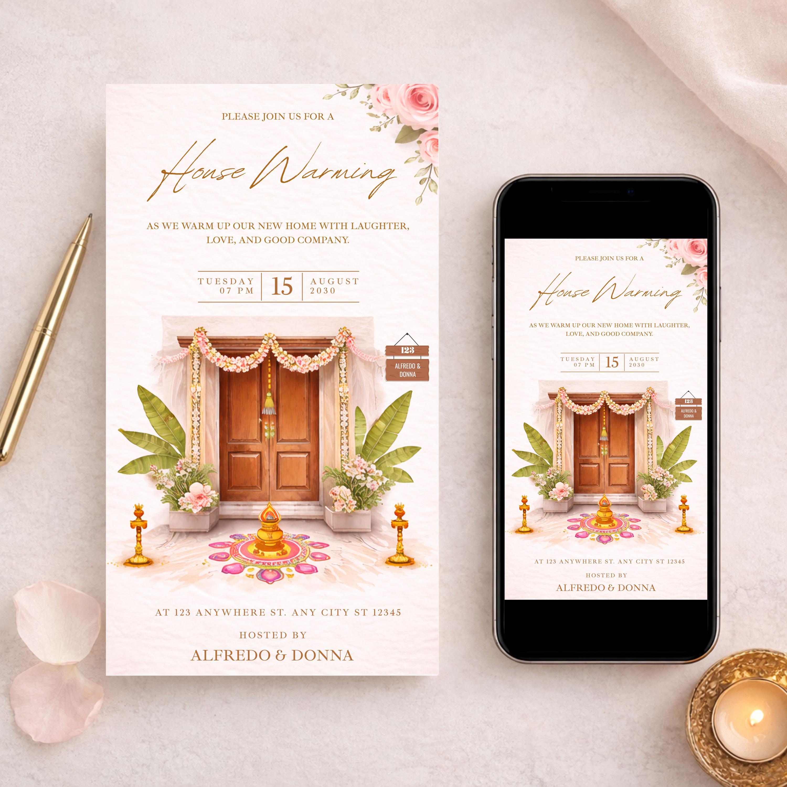Traditional Indian Housewarming Party Invitation | Griha Pravesh ...
