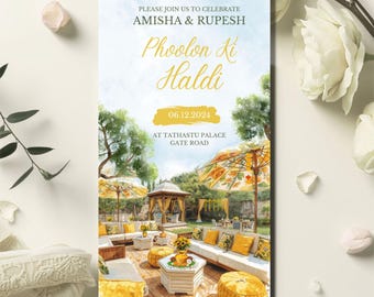 Phoolon Ki Haldi Indian Wedding Invitation | Traditional Wedding Decoration