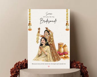 Bridesmaid Proposal Card | Indian Wedding | Will You Be My Bridesmaid | Printable Desi Bridesmaid Card | Bridal Party Proposal