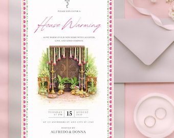 Housewarming Invitation Template | Elegant Indian Griha Pravesh Invite | Easy to Edit
