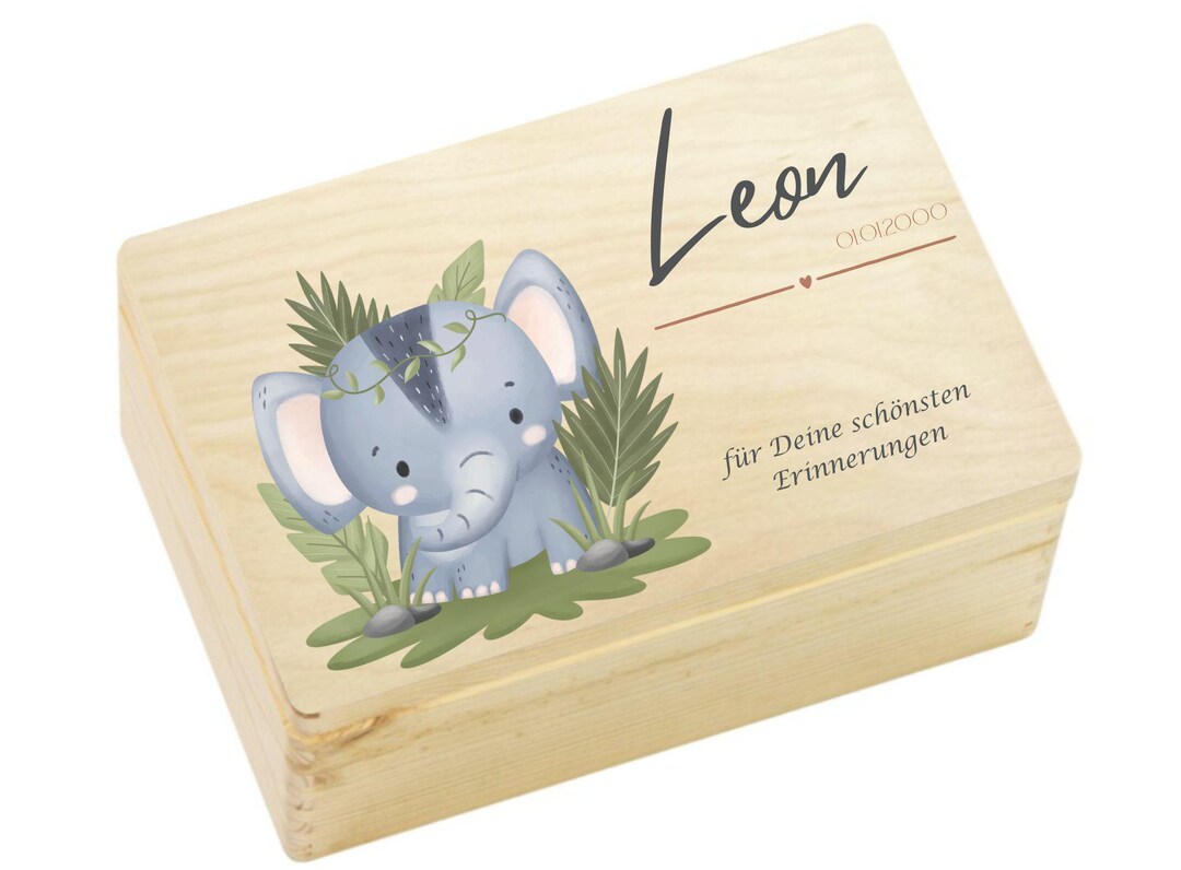 Personalized Baby Keepsake Box | Cute Safari Animals Memory Box | Baby ...