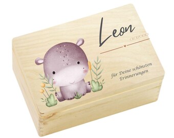 Personalized Baby Keepsake Box | Cute Safari Animals Memory Box | Baby Gift | Christening Gift | Birth Gift Idea | Wooden Box