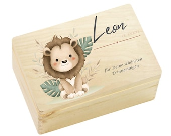 Personalized Baby Keepsake Box with Cute Safari Animals | Baby Gift | Christening Gift | Birth Gift Idea | Wooden Box