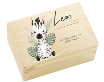 Personalized Baby Keepsake Box | Cute Safari Animals Memory Box | Baby Gift | Christening Gift | Birth Gift Idea | Wooden Box