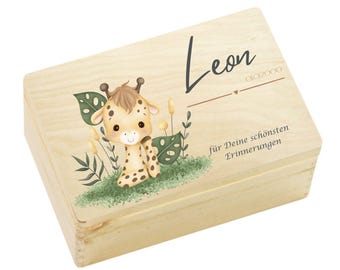 Personalized Baby Keepsake Box | Cute Safari Animals Memory Box | Baby Gift | Christening Gift | Birth Gift Idea | Wooden Box
