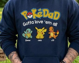 Custom PokaDad Embroidered Shirt,Personalized Anime Characters Sweatshirt,Anime Father's Day Gift,Birthday Gift For Dad, Pocket Beast Hoodie