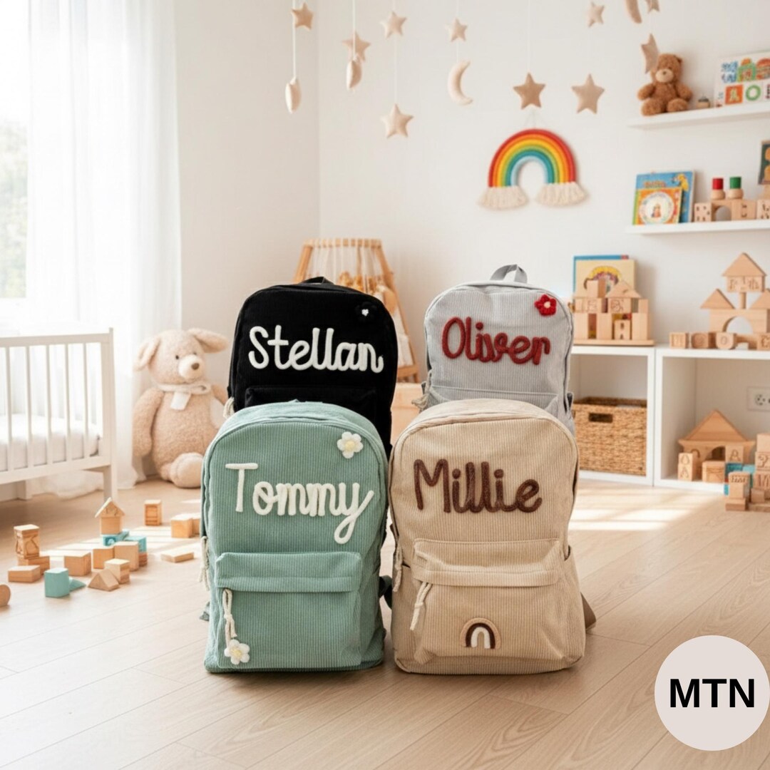 Personalized Corduroy Kids Backpack – Custom Embroidered School Bag - Etsy