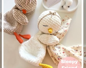 Sleepy Baby Goose Crochet Pattern – Amigurumi Lovey Security Blanket PDF